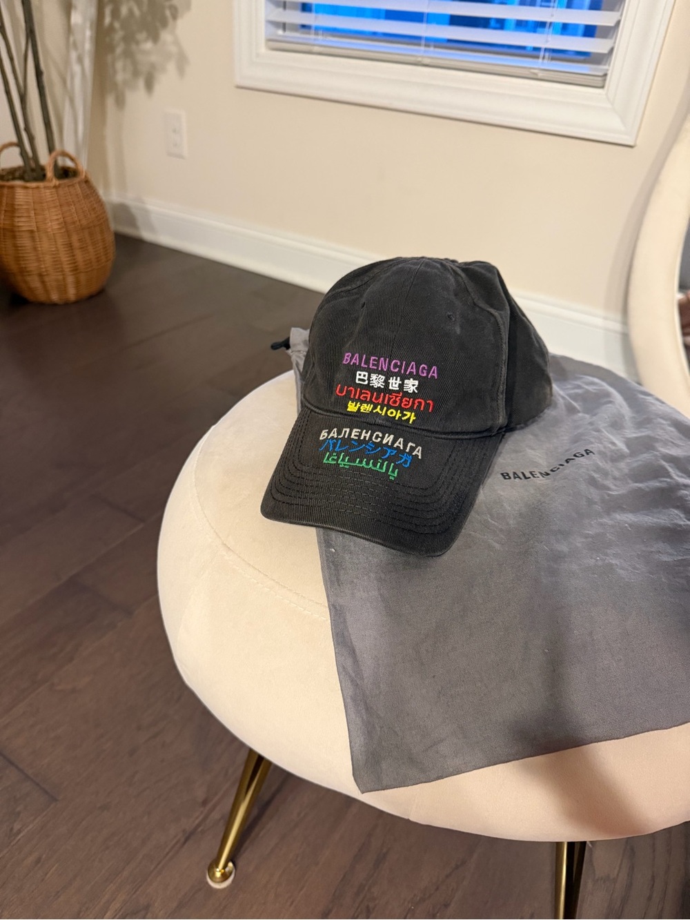 Balenciaga Multi Language Black Embroidered Logo Cap